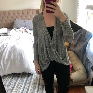 Grey criss cross sweater, size medium